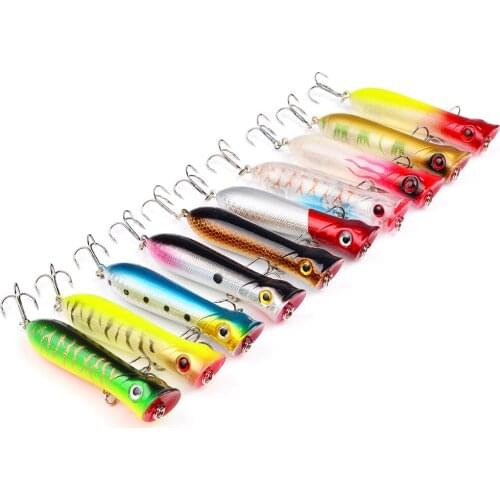 1pcs fishing bait Popper Wobbler swim lure With 6# hooks 8cm12g floating crankbait artificial bait poper pesca carp pike DXP002