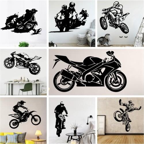 Exciting Motorcycle Sport Wall stickers Self Adhesive Vinyl Wallpaper For Living Room Home Decor Wall Decal Mural