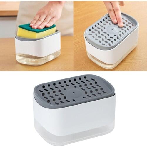 Dish Soap Dispenser for Kitchen Detergent Dispenser Hand Pump Liquid Soap Dispenser with Sponge Holder for Kitchen