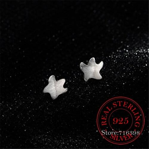 Stud Earrings For Woman 925 Sterling Silver Simple Starfish Earrings Fashion Statement Jewelry Pendientes