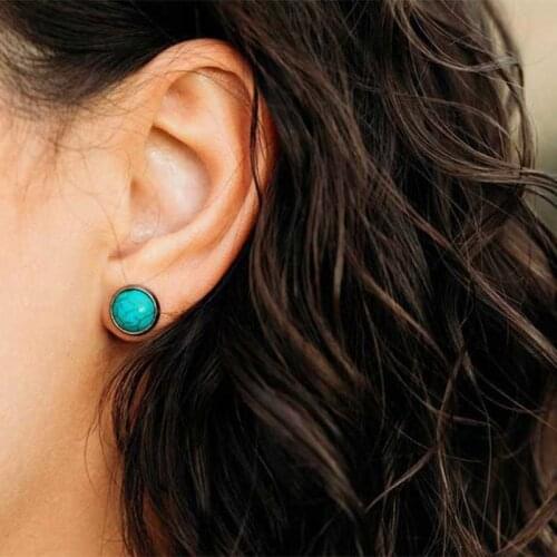 Momiji Fashion Natural Stone Ear Studs for Women Charm Amethyst Pink Crystal Simple Retro All-match Earrings