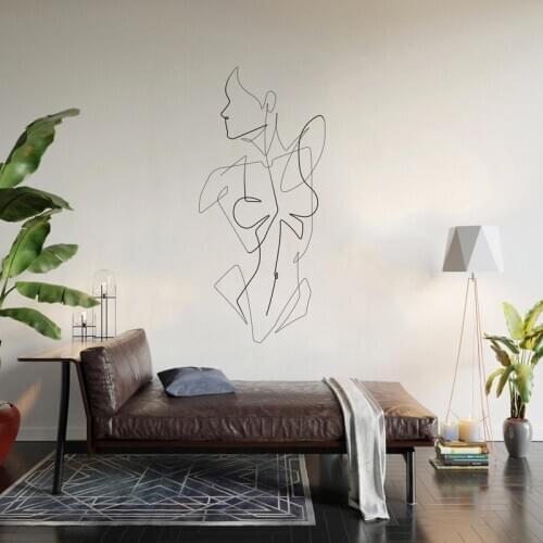 Modern Minimalistic Wall Art Nude Female One Line Single Vinyl Wall Decal Sticker E507