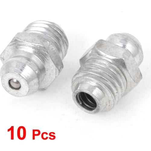 X Autohaux 10 Pcs Silver Tone 8Mm Dia Male Thread Straight Grease Nipples Fittings