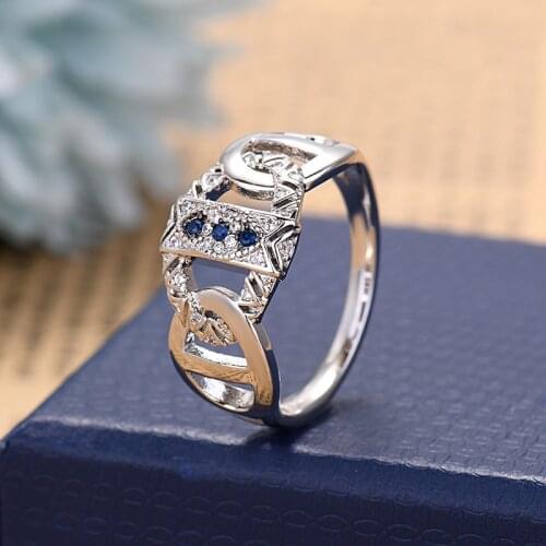 Newest Womens Ring Band Bling Zircon Stone Hollow Eyes Chain Rings Simple Trendy Jewelry Bague Zk40