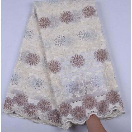 High Quality Beige Color African Swiss Voile Lace 2019 African Polish Swiss Cotton Voile Lace Fabric For Women Dress Y1697
