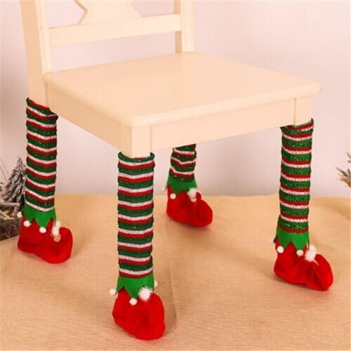 1pc Christmas Chair Leg Covers Cute Elf Design Chair Leg Socks Floor Protector for Home Party