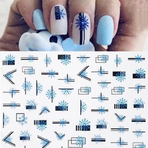 1pcs Winter Snowflakes Pattern Self Adhesive Nail Art Stickers Decals Xmas Decoration Manicures Tips Nail Design Accessories