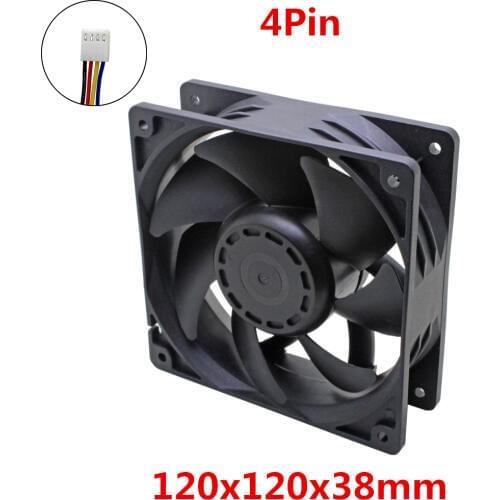 12038 120x120x38mm cooling fan cooler 4Pin PWM two ball bearing for industrial Server Case Bitcoin Miner heat dissipation