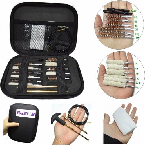 19 Pcs/Set Pistol Cleaning Kit Portable Rifle Brushes for Size 22 357 38 40 44 45 9mm Outdoor Clean Tool with Carrying Case
