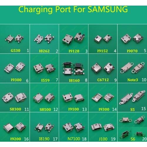 20models for Samsung I9200 I9300 S5 S6 note3 I739 N7100 S7562 J100 I9100 charging port Micro USB jack socket connector 7Pin