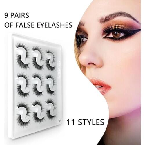 24set/lot 9Pairs/set 3D Synthetic Fiber Soft And Thick False Eyelash Handwork Curl Crisscross Eyelash Extensions Makeup HA1886