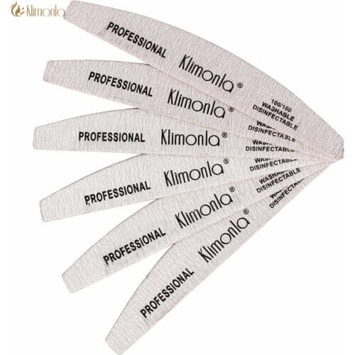 5Pcs/lot Gray Wooden Nail File 100/180 Half Moon Sandpaper Nail Buffer Grinding Polishing Files Double-sided Manicure Tools