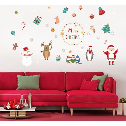 6 Styles Wall Stickers Colorful PVC Christmas Decals Wall Stickers Wall Posters for Home Office