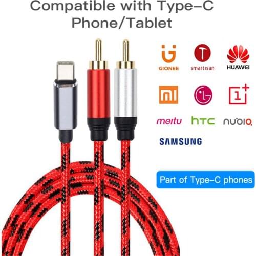 USB C RCA Audio Cable Type-C To 2 RCA Cable 2rca Jack Type C RCA Cable For IPhone Sumsung Xiaomi Speaker Home Theater TV 0.5m 1m