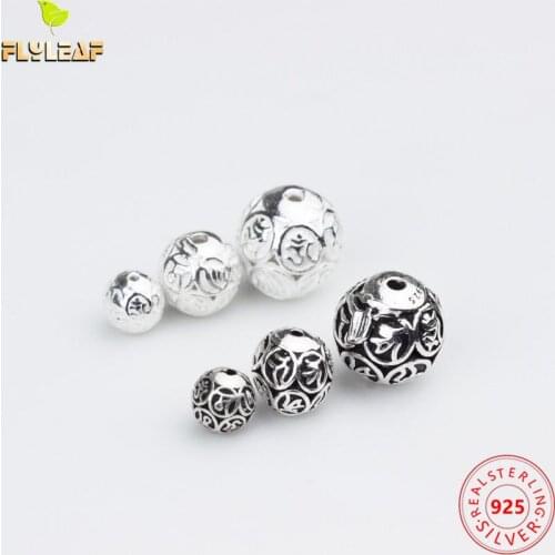 Thai Silver Om Mani Padme Hum Spacer Beads DIY 925 Sterling Silver 6-10mm Bead Necklace Bracelet Jewelry Accessories