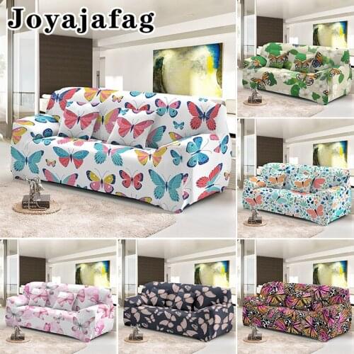 Beautiful Butterfly Elastic Sofa Cover For Living Room All-cover Combination Easy Set Up Dust-proof Couch Covers 1/2/3/4 Seater