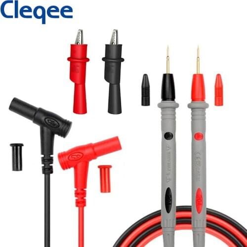 Cleqee P1502B Multimeter Probe Pen 4mm Banana Plug Test Lead Sharp Needles with Alligator Clips 1M Cable 1000V/20A