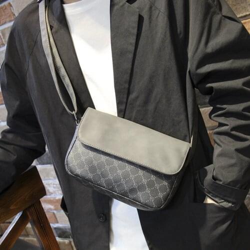 Lattice Print Designer Men Bag Luxury Handbag Mens Shoulder Crossbody Bags for Men 2021 Cluth Purse PU Leather Bolso Hombre