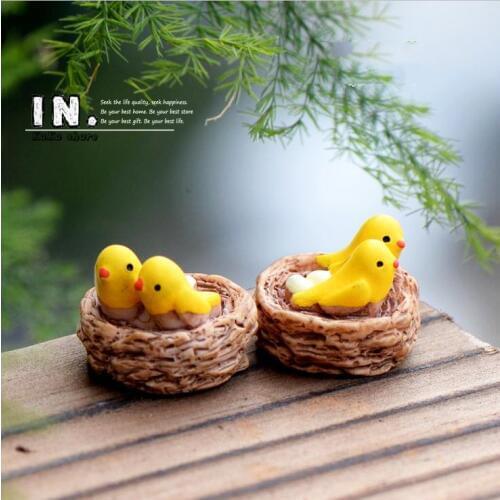Home Micro Garden Decoration Resin Figurine Mini Oriole Birds Nest Action Figures Toys Dolls DIY Accessories Animal Cabochons