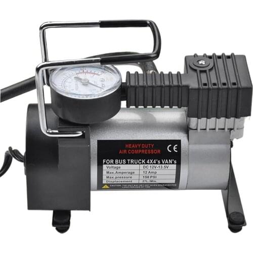 Electric Air Compressor Tire Inflator DC 12V Portable Air Pump with Pressure Gauge Long Power Cord for Car Tires Motorcycle Bike