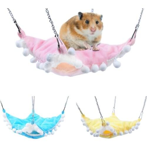 Pet Hamster Hammock Soft Plush Cage Hanging Bed For Hedgehog Thickened Warm Winter Bed For Small Animal Dutch Rats Accessories