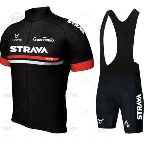 Strava Pro Cycling Jersey Set Mens Cycling Short Sleeve Bicycle Clothing Kit Mtb Bike Wear Triathlon Uniforme Maillot Ciclismo