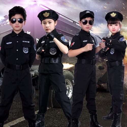 Boy/Girl Policemen Costumes Children Cosplay For Kids Army Police Uniform Clothing Set Long Sleeve Fighting Performance Uniforms