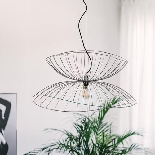 Creative Led Vertigo Pendant Lights Living Room Decor Straw Hat Lamp Led Nordic Iron Pendant Lamp Dining Room Hanging Lights