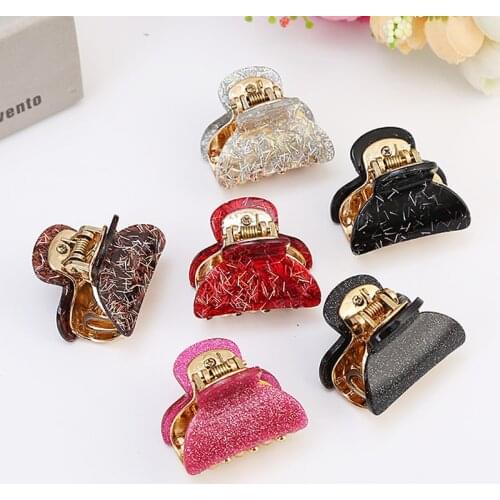 Sweet Mini Chic Mini Hair Claw Crab Clamps Metal Acetate Hair Clip Leopard Hairpin Hair Crab for Women Girls Hair Accessories