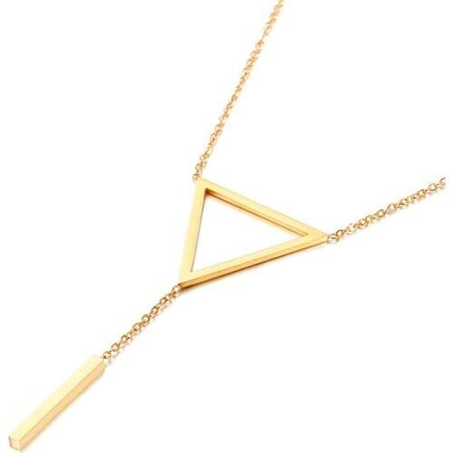 Trendy simple mid-length triangle clavicle chain body temperament all-match stainless steel necklace