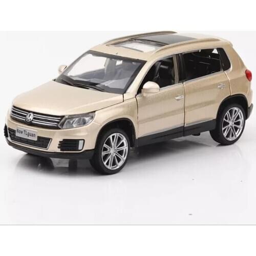 1: 32 Simulation Tiguan Alloy SUV Open Door Acousto Optic Return Force Childrens Car Model Toy Boy Birthday Gift 1: 32 Champagn
