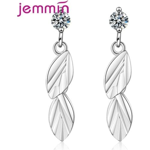 Fashion Women Elegant Charms Joyas 925 Sterling Silver Boucle Foreille Leaf Drop Dangle EarringsFemme Earings Birthday Jewelry