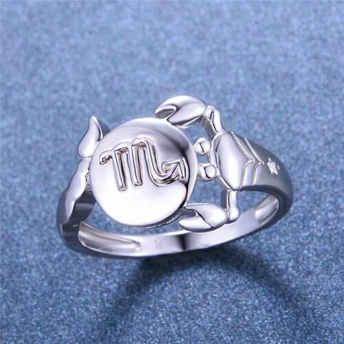 Fashion Ladies Scorp Constellation Ring With Zircon Simple Party Wedding Rings For Women Vintage 925 Sterling Silver Finger Ring