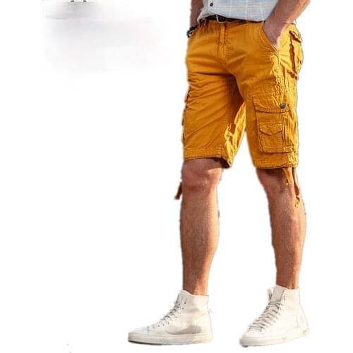 Multi Pockets Bermuda Cotton Breeches Work Casual Short Male 2021 New Mens Summer Military Cargo Shorts Capri Army Style