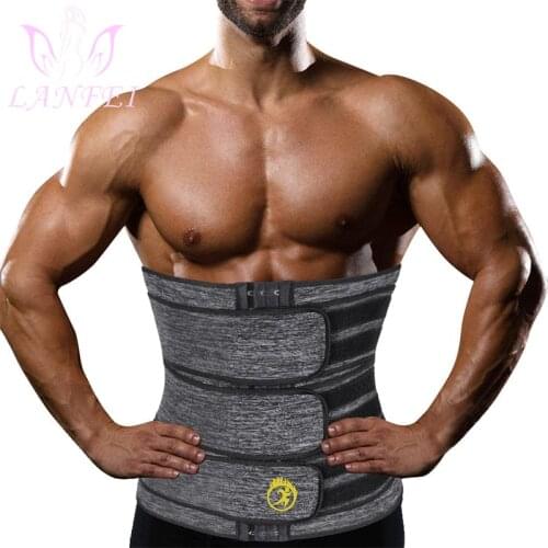 LANFEI Men Sweat Sauna Slimming Fat Burning Waist Trainer Belt Neoprene Fitness Body Shaper Gym Abdominal Belly Suit Slim Corset