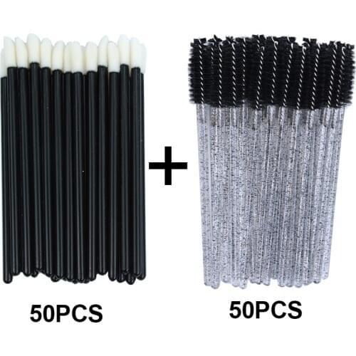 OKAYLASH Wholesale 2 in 1 Makeup Tools Set Lip Gloss Cotton Swabs Eyelash Micro Comb Brushes Beauty Mascara Wands