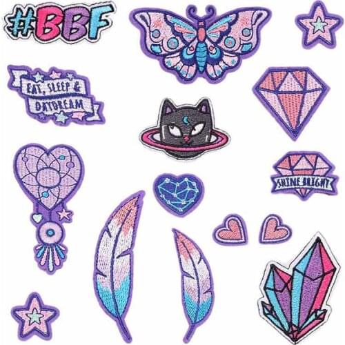 Butterfly/Wind Chimes/Feather Embroidery Patches Iron-On Transfers For Clothing DIY T-Shirts Stickers Trend Embroidery Stickers