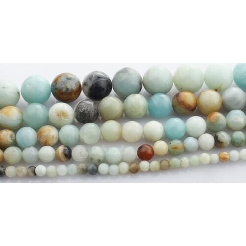 Natural Colorful Amazonite Gemstones Round Loose Beads for Jewelry Making with Crystal Stretch Cord
