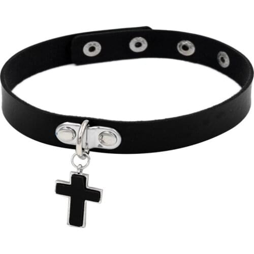 Gothic Black Cross Choker Necklace Women Punk Rock Goth Choker Trendy Chocker Collar Statement Harajuku Jewelry Wholesale