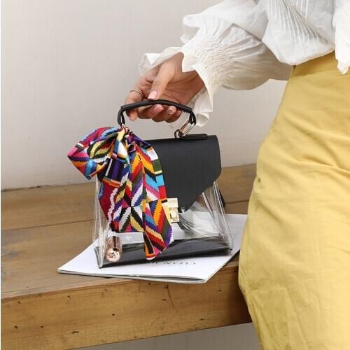 Clear Transparent PVC Shoulder Bag Women Candy Color Purses and Handbags Scarves Luxury Handbags Women Bags Designer Sac HOT