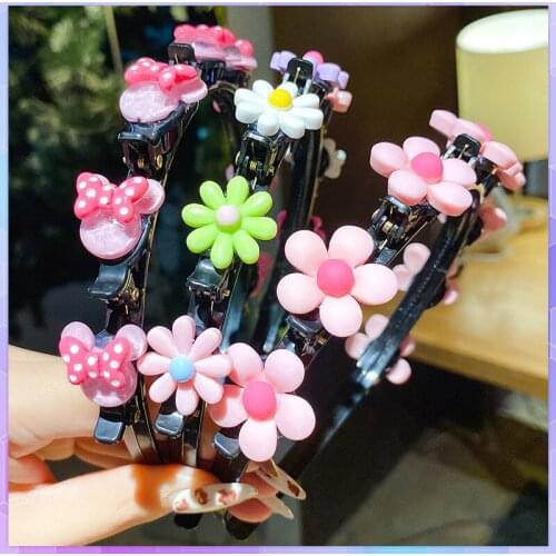 Double Layer Bands Clip Hairbands Childrens Plastic Braided Hair Ties Girl Knitting Headwear Hair Accessories Scrunchie Kid