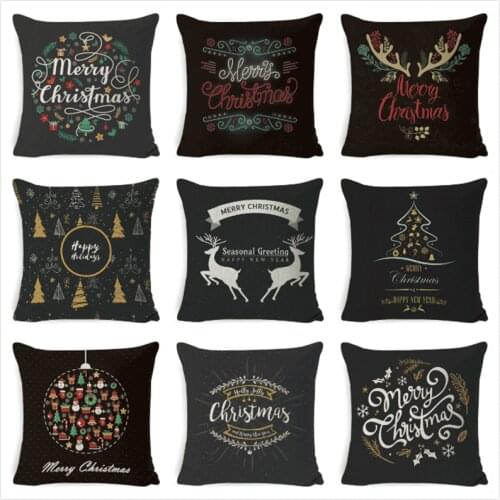 Christmas Cushion Cover Santa Deer Tree Wreath Pillowcase Happy Merry Christmas Decorative Home Sofa 45*45 Throw Pillow Case