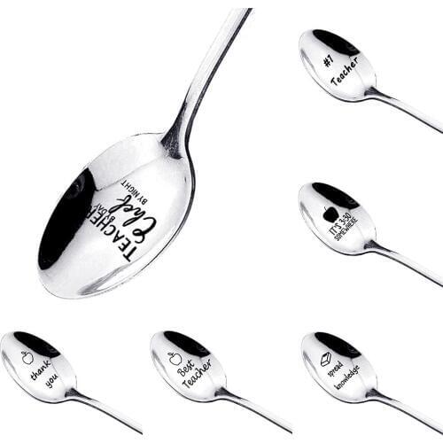 Letter Handle Ice Cream Dessert Coffee Spoon Kitchen Tableware Teacher Day Gift Picnic Kitchen Accessories Teaspoons