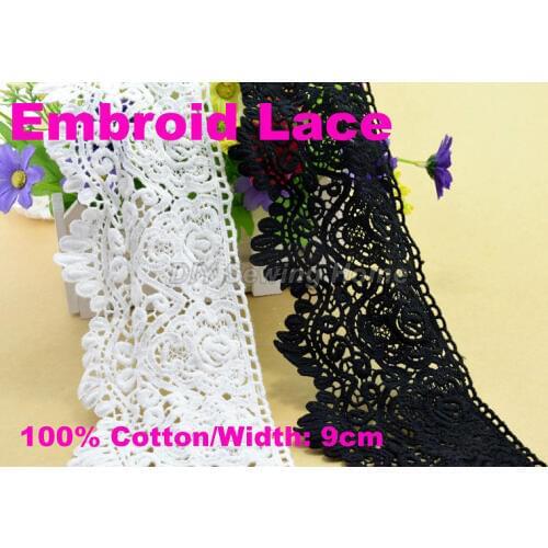 9cm width 100% cotton lace sewing ribbon guipure lace fabric trim warp knitting DIY Garment Accessories african lace#3274
