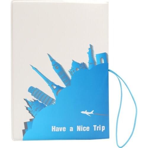 Blue Travel Passport Covers PVC Leather Women Men Passport Credit Holder Bag Case Wallet Purse Student Kids Gift