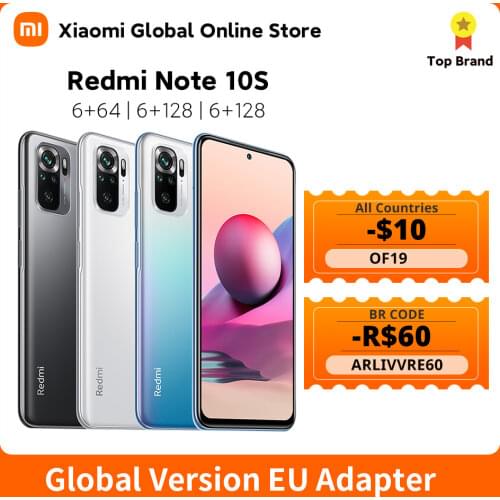 Xiaomi Redmi Note 10S Global Version 6+64/128 8+128 Smartphone 64MP Quad Camera Helio G95 AMOLED DotDisplay 33W Fast Charge NFC