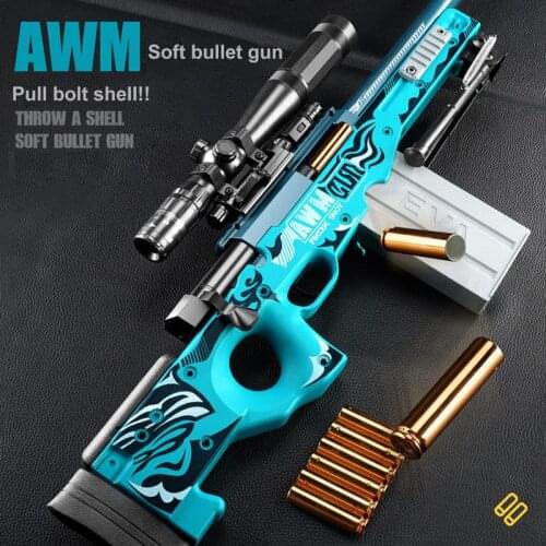AWM Sniper Rifle Shell Ejection Soft Bullet Gun Air Gun Trauma Pellet Gun Ejection 98k Chicken Weapon Shot Guns CS Toy For Boy