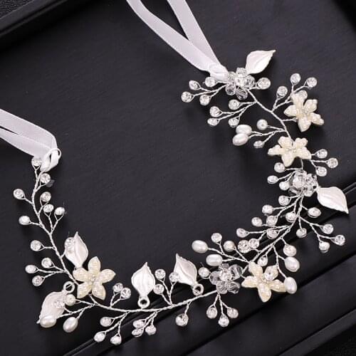 Wedding Silver color Flower Pearl Crystal Tiara Headband Bridal Headpiece Women Head Hair Jewelry Wedding Hair Accessories