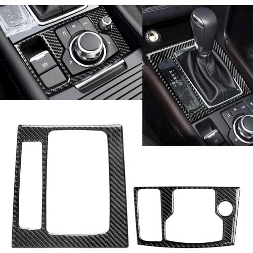 Carbon Fiber Style Car Interior Gear Shift Panel Cover Trim For Mazda 3 Axela BM BN 2014 2015 2016