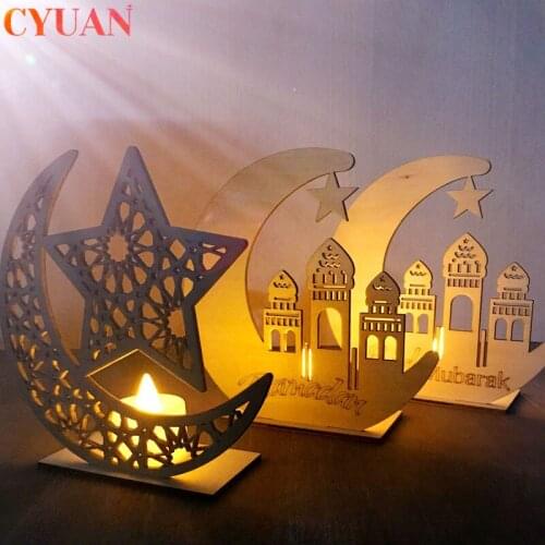 Ramadan Eid Mubarak Decorations for Home Wooden Table Stand Moon Plaque Hanging Pendant Islam Muslim Event Party Supplies